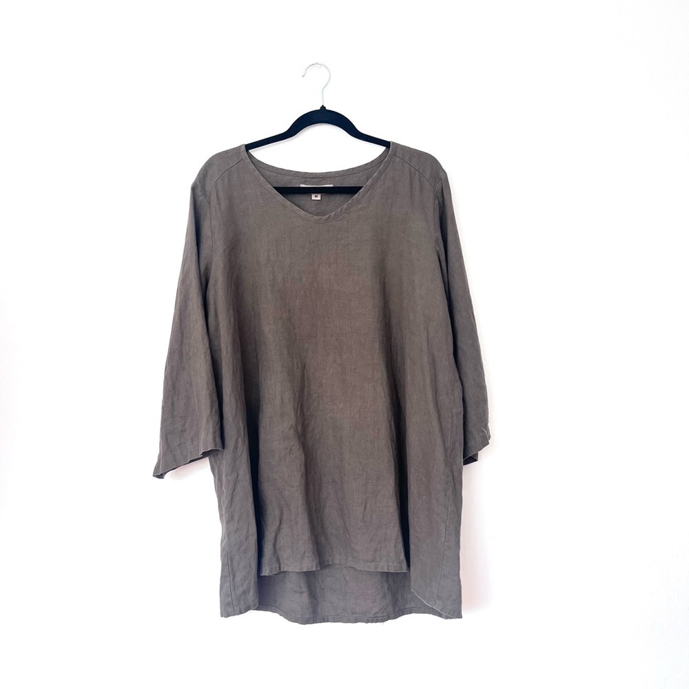Flax 100% Linen Green Tunic Top
